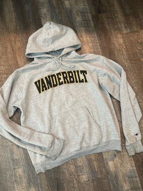 Champion Gray Vanderbilt Crewneck Hoodie with Black & Gold Lettering medium
